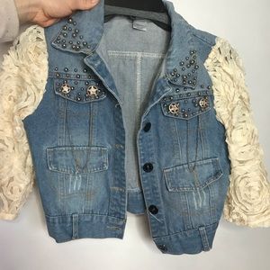 Cropped denim jacket embellished